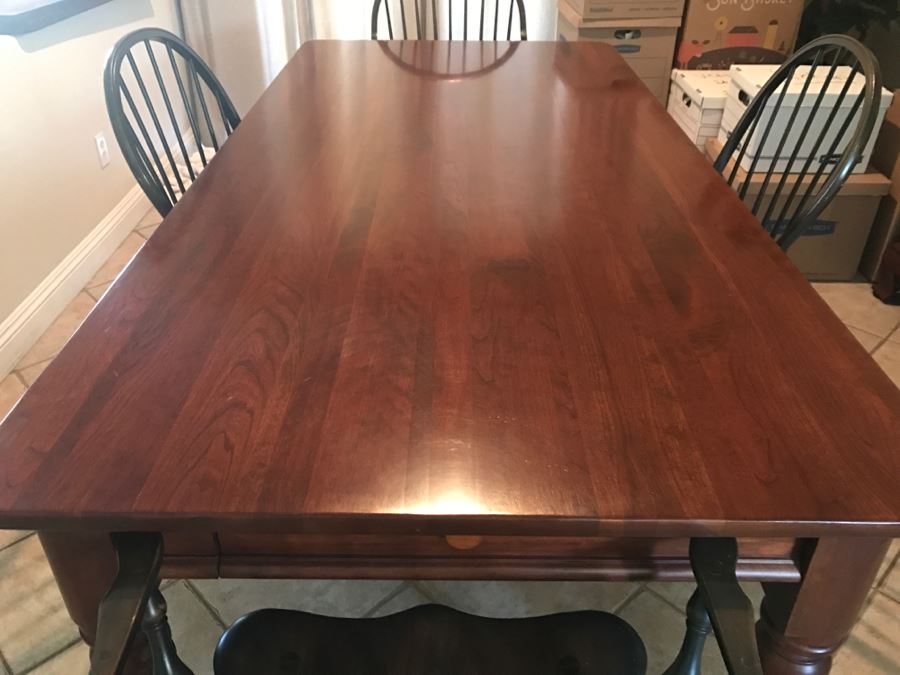 Stunning Bob Timberlake (Artist) By Lexington Farm Table In Excellent Condition With Four Windsor Style Chairs (Table Comes With Pads) [Photo 46]