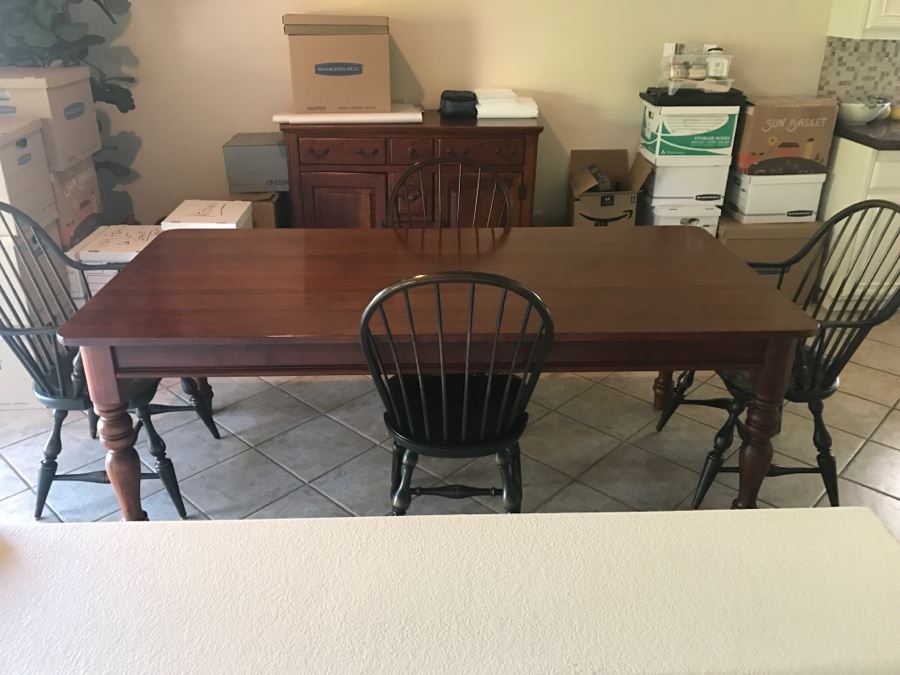 Stunning Bob Timberlake (Artist) By Lexington Farm Table In Excellent Condition With Four Windsor Style Chairs (Table Comes With Pads) [Photo 42]