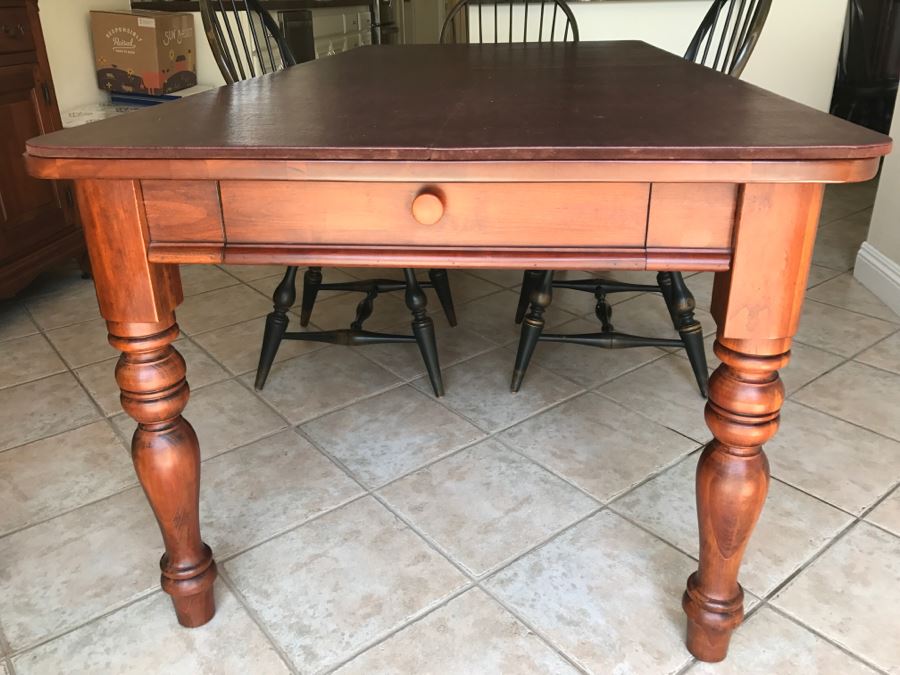 Stunning Bob Timberlake (Artist) By Lexington Farm Table In Excellent Condition With Four Windsor Style Chairs (Table Comes With Pads) [Photo 4]