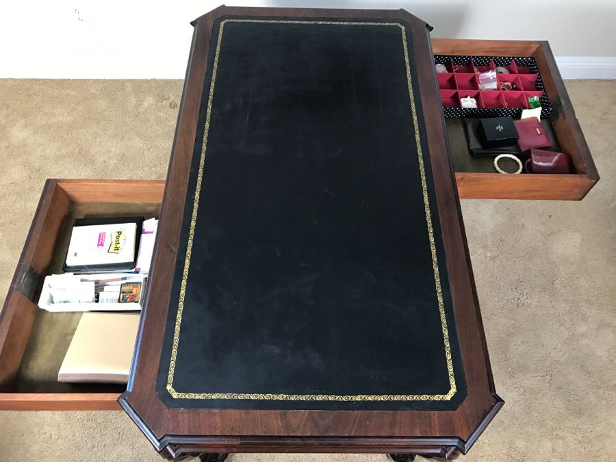 Impressive Mahogany Victorian Partners Desk Library Table Vintage 1860 Estimate $1,200 [Photo 28]