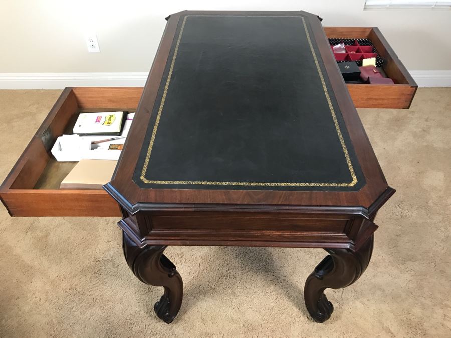 Impressive Mahogany Victorian Partners Desk Library Table Vintage 1860 Estimate $1,200 [Photo 25]