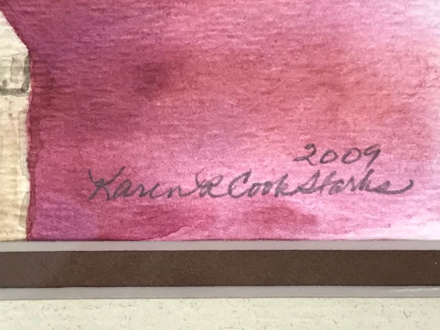 Framed Karen Cook-Starks Watercolor Of Chair With Flower Vase 2009 [Photo 4]