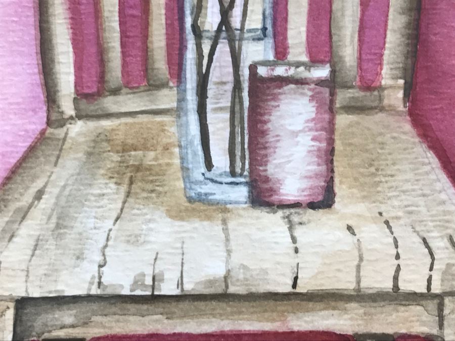 Framed Karen Cook-Starks Watercolor Of Chair With Flower Vase 2009 [Photo 10]