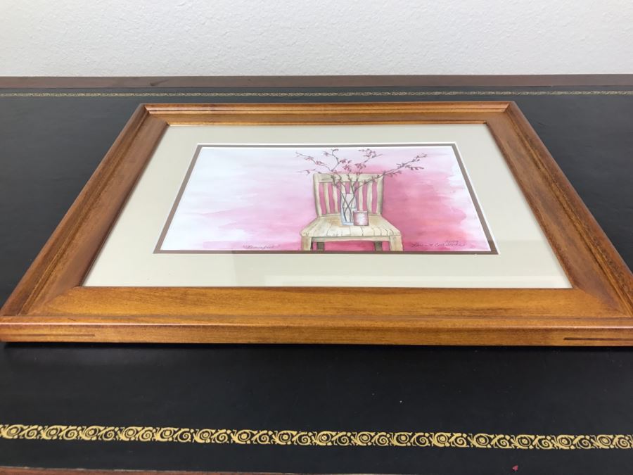 Framed Karen Cook-Starks Watercolor Of Chair With Flower Vase 2009 [Photo 11]