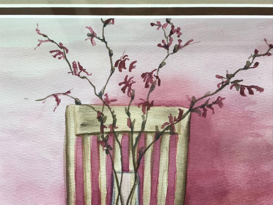 Framed Karen Cook-Starks Watercolor Of Chair With Flower Vase 2009 [Photo 9]