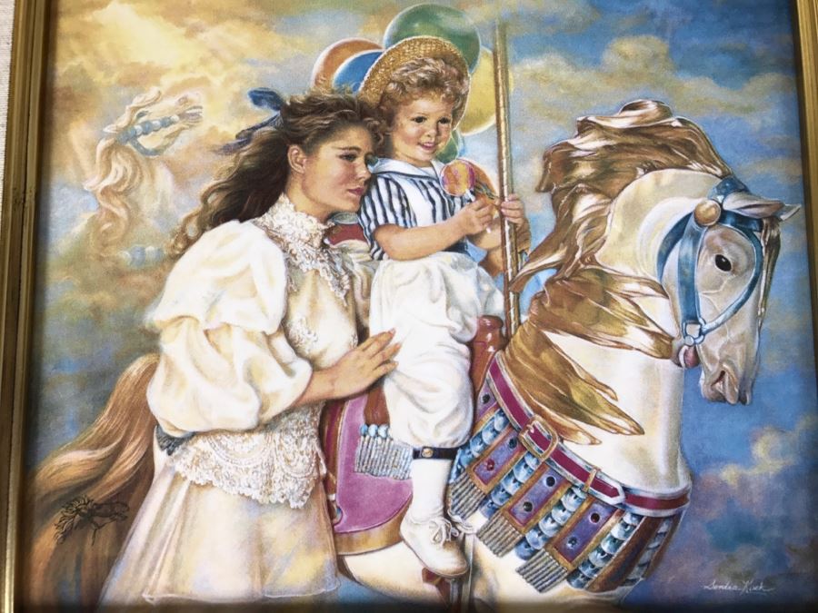 Framed Porcelain Art Plaque Titled 'Memories' By Sandra Kuck The Franklin Mint [Photo 3]