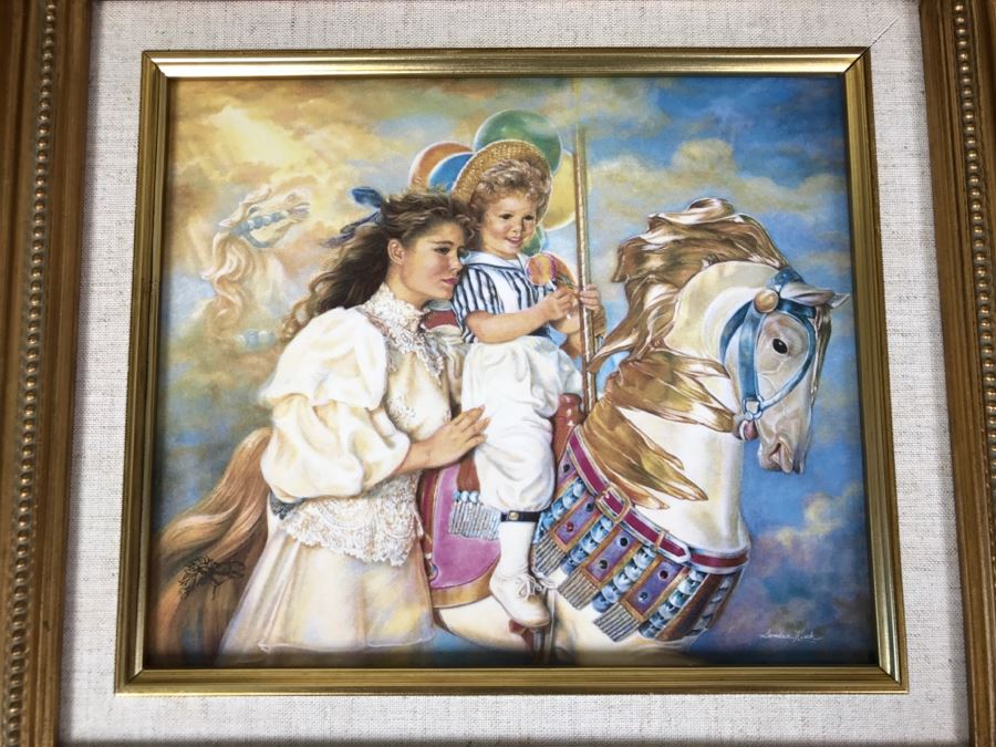 Framed Porcelain Art Plaque Titled 'Memories' By Sandra Kuck The Franklin Mint [Photo 2]
