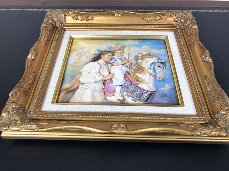 Framed Porcelain Art Plaque Titled 'Memories' By Sandra Kuck The Franklin Mint [Photo 6]