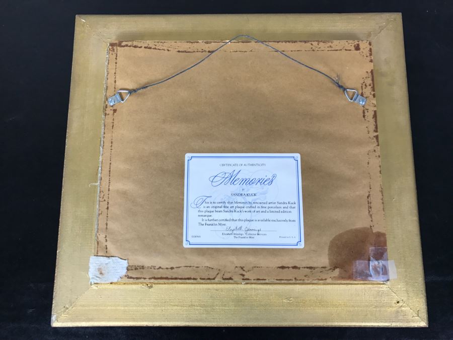 Framed Porcelain Art Plaque Titled 'Memories' By Sandra Kuck The Franklin Mint [Photo 7]