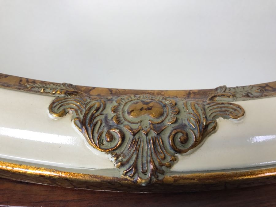 Oval White And Gold Wall Mirror [Photo 3]