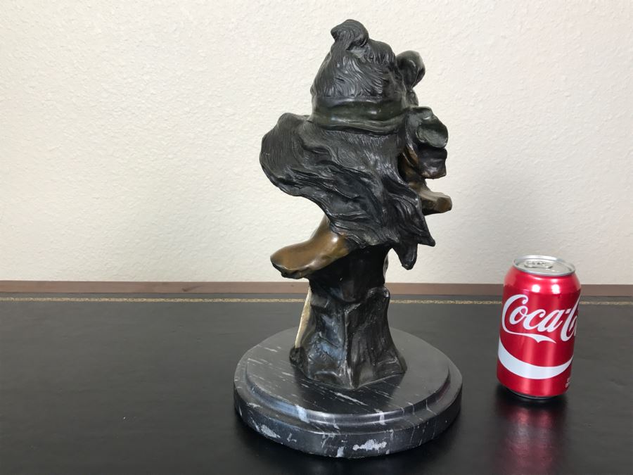 Bronze Sculpture Bust Titled 'Salome' On Marble Base With Brass Label By Alfred Jean Foretay France [Photo 13]