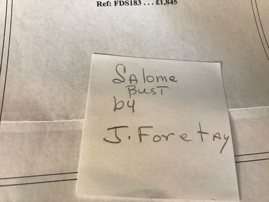 Bronze Sculpture Bust Titled 'Salome' On Marble Base With Brass Label By Alfred Jean Foretay France [Photo 21]