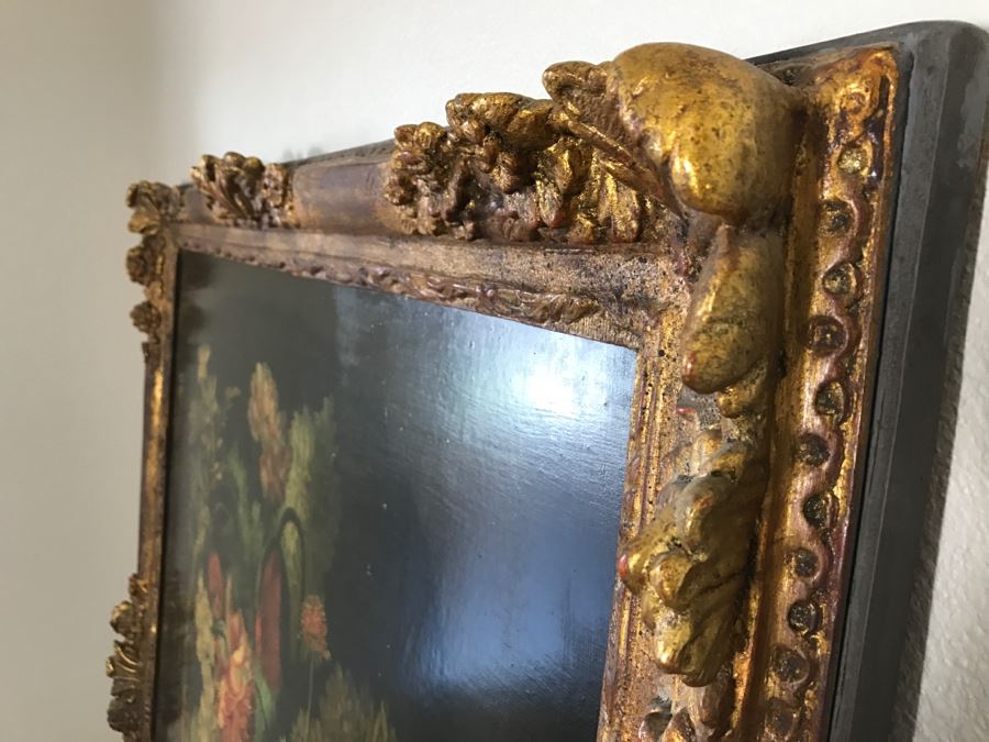 Chinese Artist Siu Ho Lee LARGE Framed Oil Painting On Canvas Depicting A Colorful Floral In Spectacular Gilt Wood Frame 55' X 67.5' Estimate $6,500 [Photo 54]