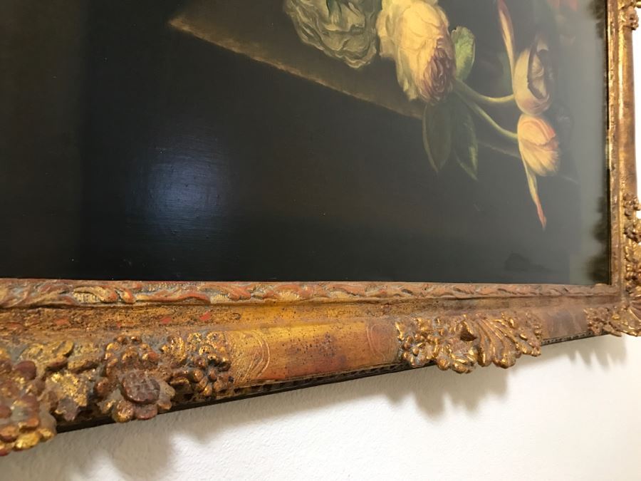 Chinese Artist Siu Ho Lee LARGE Framed Oil Painting On Canvas Depicting A Colorful Floral In Spectacular Gilt Wood Frame 55' X 67.5' Estimate $6,500 [Photo 10]
