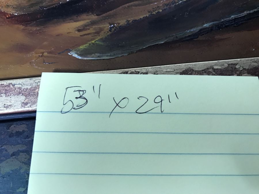 Original Oil Painting Still-Life With Vivid Colors By Robert Zazueta Showing Various Fruit, Wine, Grapes And Cheese 53' X 29' Estimate $500 [Photo 14]