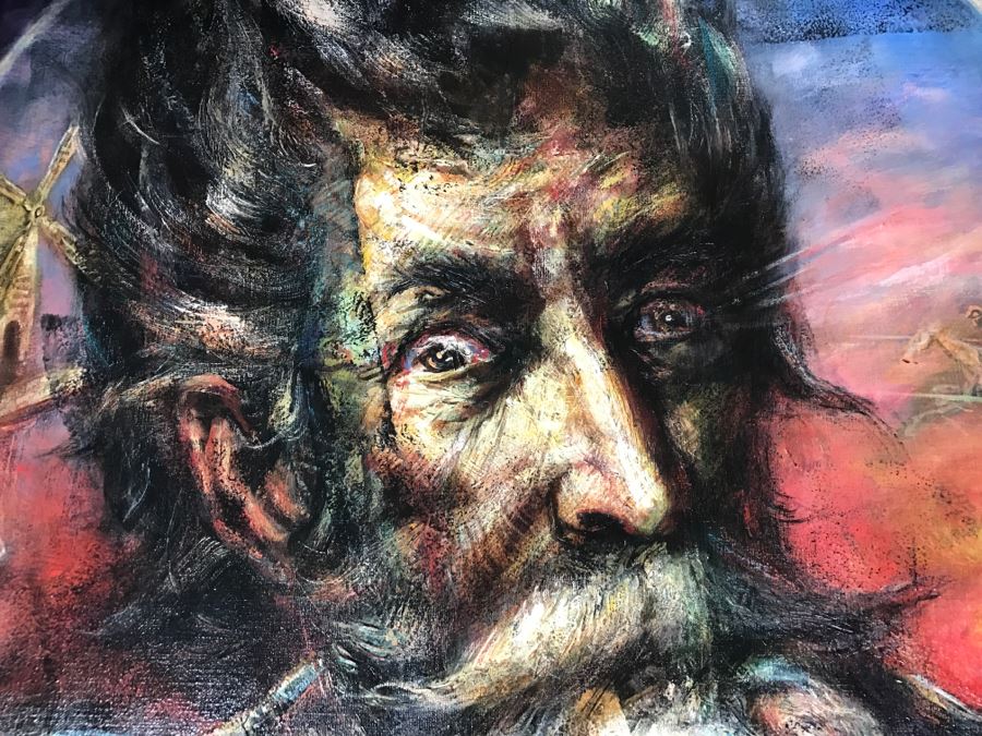 Framed Original Oil Painting By Miguel Najera Loera Depicting Don Quixote 40' X 40' [Photo 5]