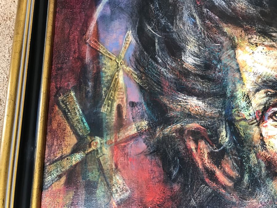 Framed Original Oil Painting By Miguel Najera Loera Depicting Don Quixote 40' X 40' [Photo 10]