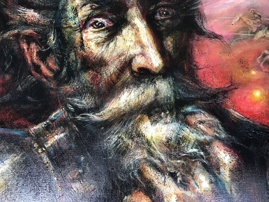 Framed Original Oil Painting By Miguel Najera Loera Depicting Don Quixote 40' X 40' [Photo 6]