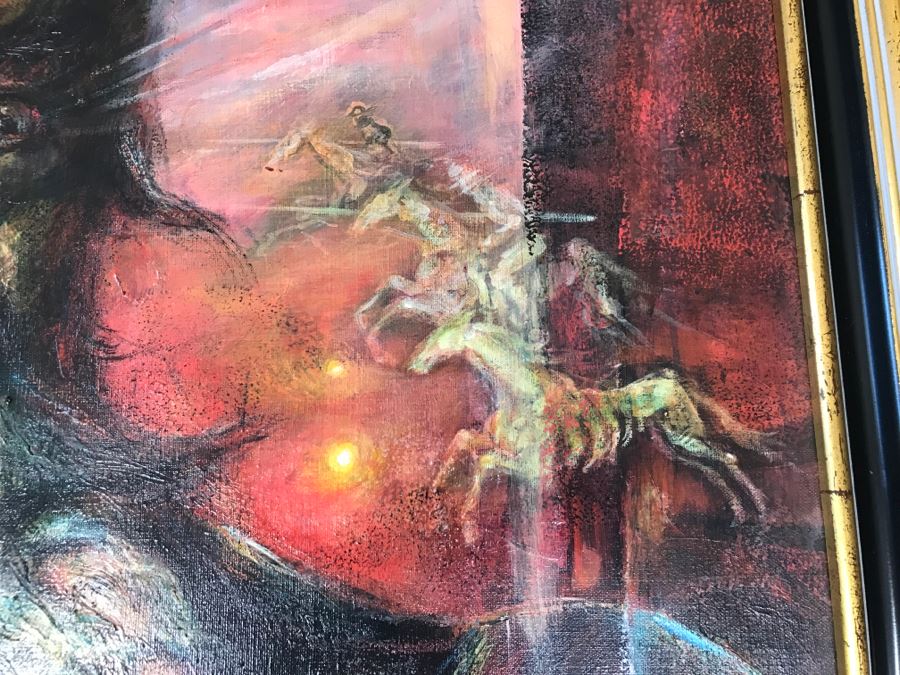 Framed Original Oil Painting By Miguel Najera Loera Depicting Don Quixote 40' X 40' [Photo 7]