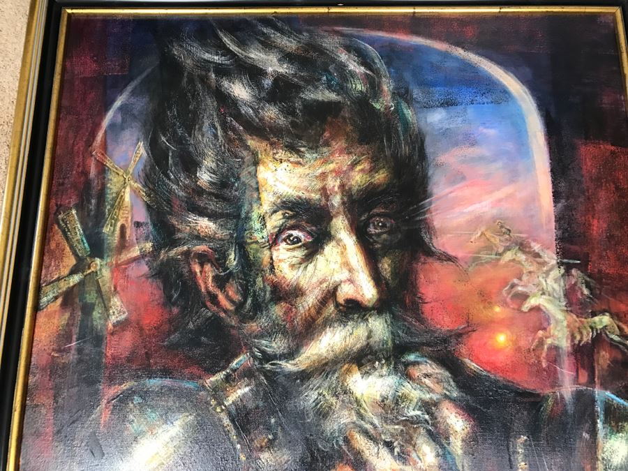 Framed Original Oil Painting By Miguel Najera Loera Depicting Don Quixote 40' X 40' [Photo 4]