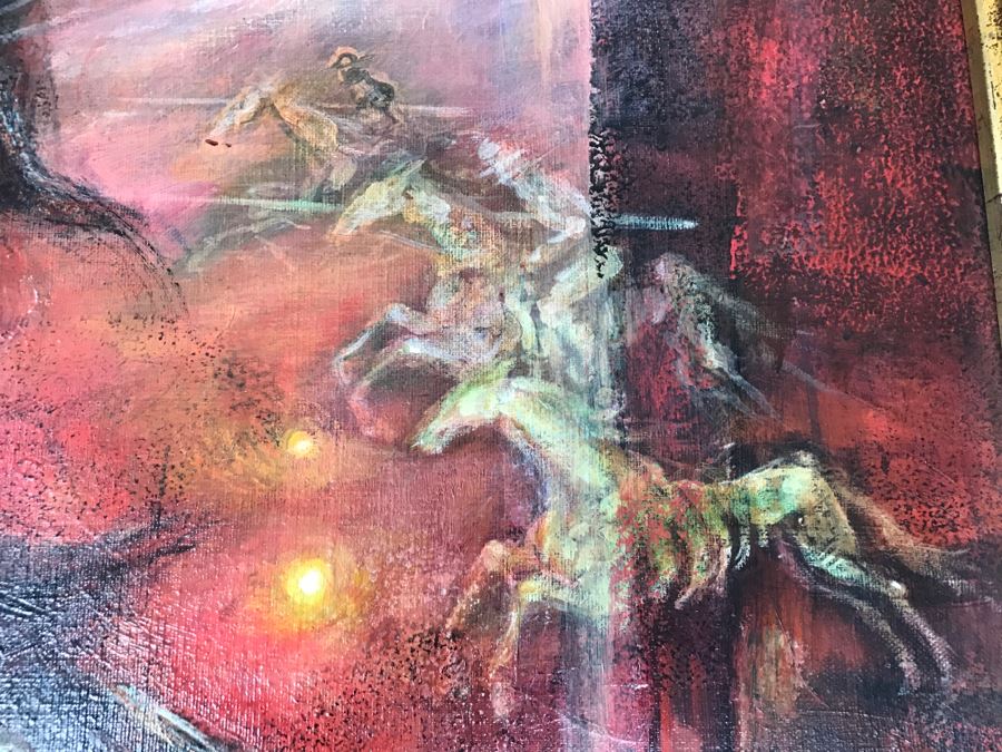 Framed Original Oil Painting By Miguel Najera Loera Depicting Don Quixote 40' X 40' [Photo 8]