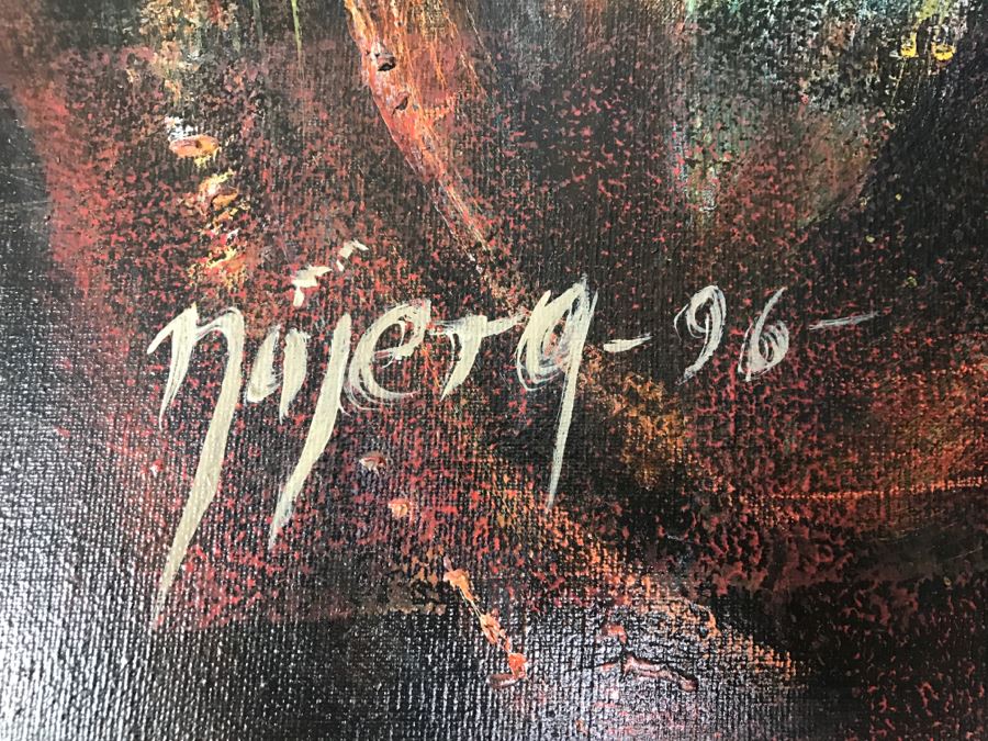 Framed Original Oil Painting By Miguel Najera Loera Depicting Don Quixote 40' X 40' [Photo 2]