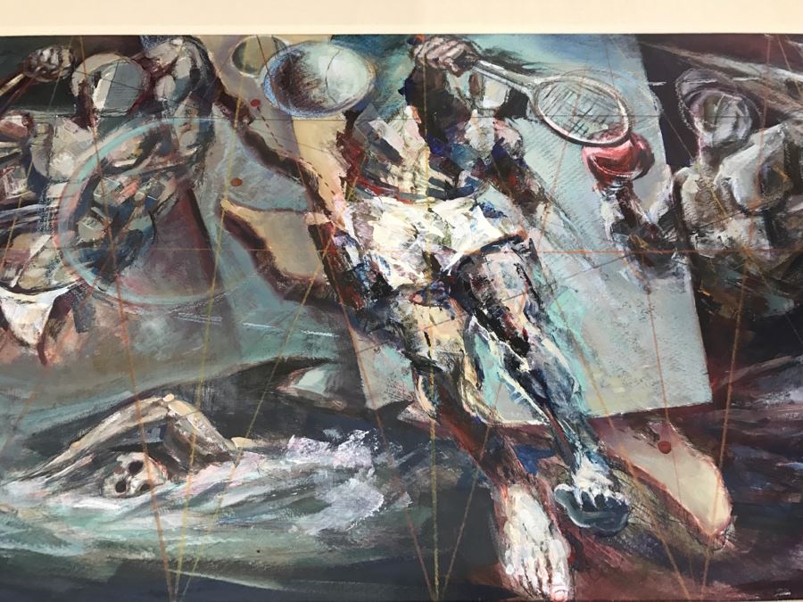 Framed Original Oil Painting By Miguel Najera Loera Titled 'Homage To Olympics' 56' X 27' [Photo 15]