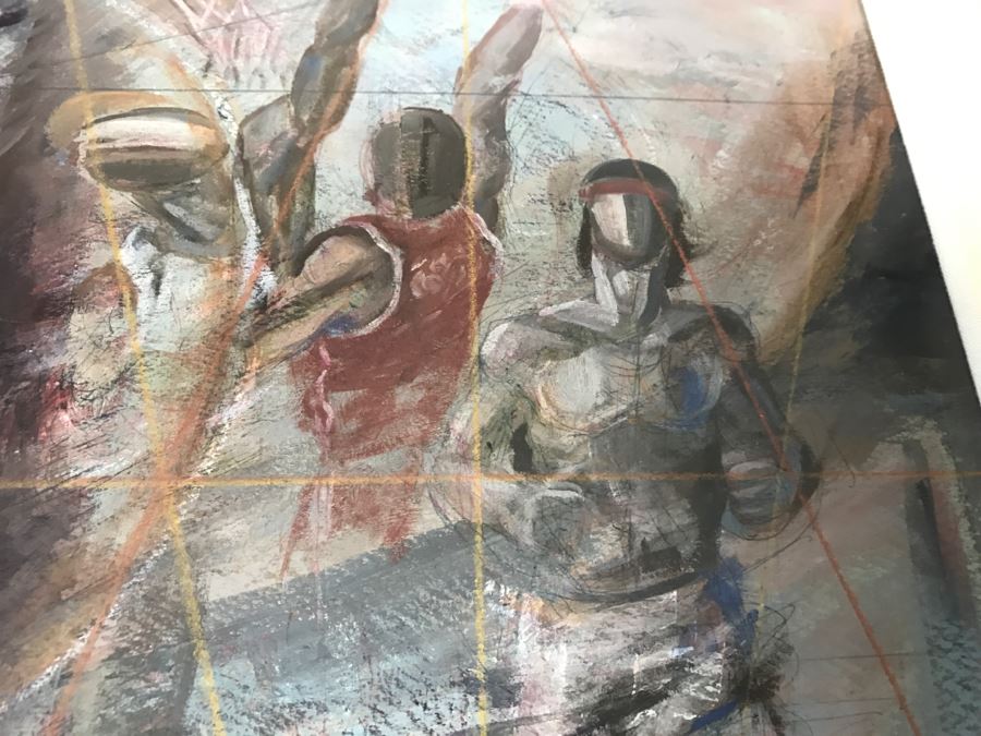 Framed Original Oil Painting By Miguel Najera Loera Titled 'Homage To Olympics' 56' X 27' [Photo 11]