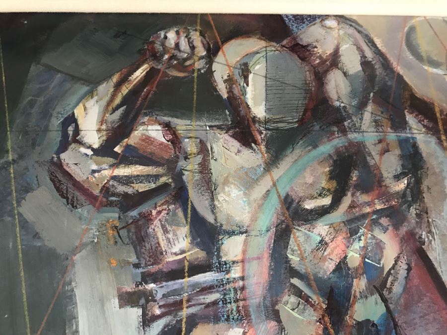 Framed Original Oil Painting By Miguel Najera Loera Titled 'Homage To Olympics' 56' X 27' [Photo 23]