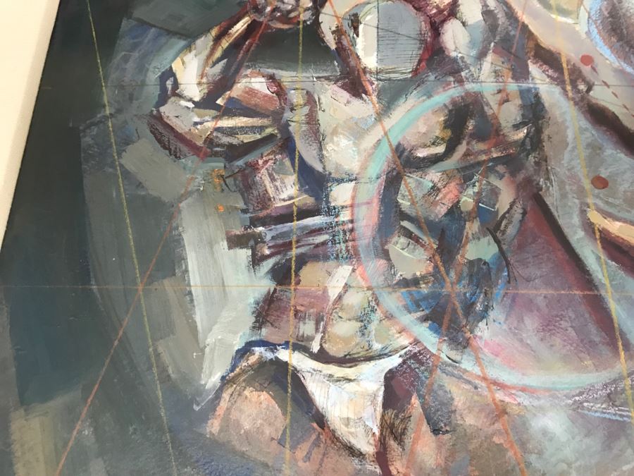 Framed Original Oil Painting By Miguel Najera Loera Titled 'Homage To Olympics' 56' X 27' [Photo 22]