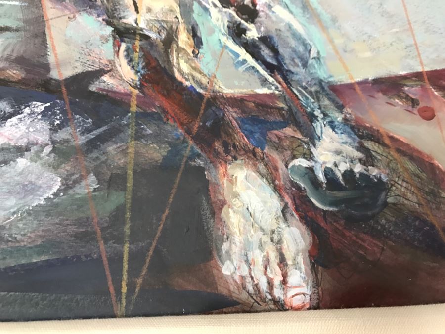 Framed Original Oil Painting By Miguel Najera Loera Titled 'Homage To Olympics' 56' X 27' [Photo 16]