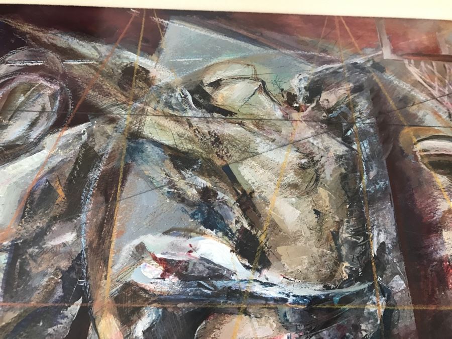 Framed Original Oil Painting By Miguel Najera Loera Titled 'Homage To Olympics' 56' X 27' [Photo 13]