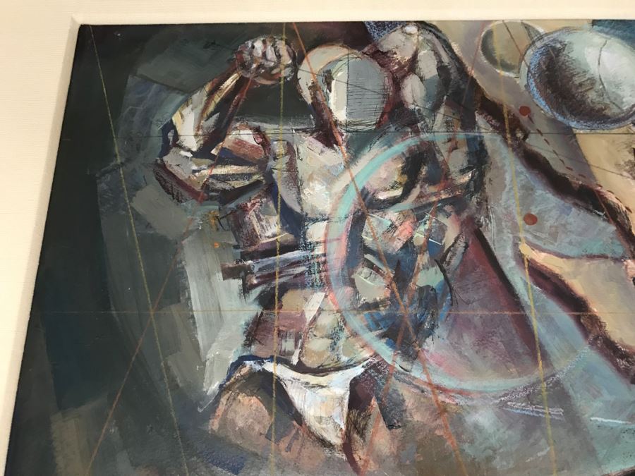 Framed Original Oil Painting By Miguel Najera Loera Titled 'Homage To Olympics' 56' X 27' [Photo 21]