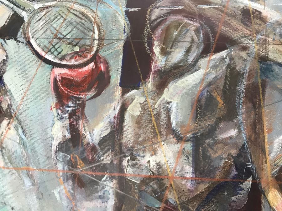 Framed Original Oil Painting By Miguel Najera Loera Titled 'Homage To Olympics' 56' X 27' [Photo 14]