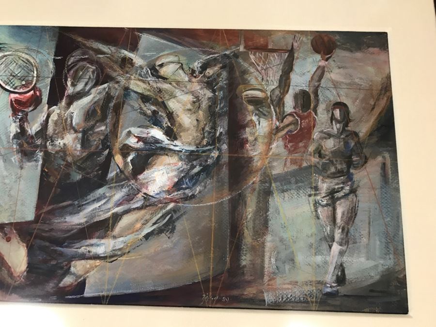 Framed Original Oil Painting By Miguel Najera Loera Titled 'Homage To Olympics' 56' X 27' [Photo 8]