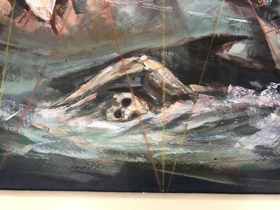 Framed Original Oil Painting By Miguel Najera Loera Titled 'Homage To Olympics' 56' X 27' [Photo 19]