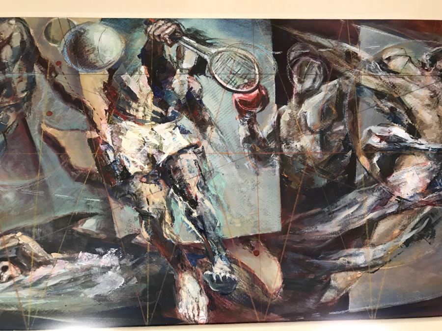 Framed Original Oil Painting By Miguel Najera Loera Titled 'Homage To Olympics' 56' X 27' [Photo 6]