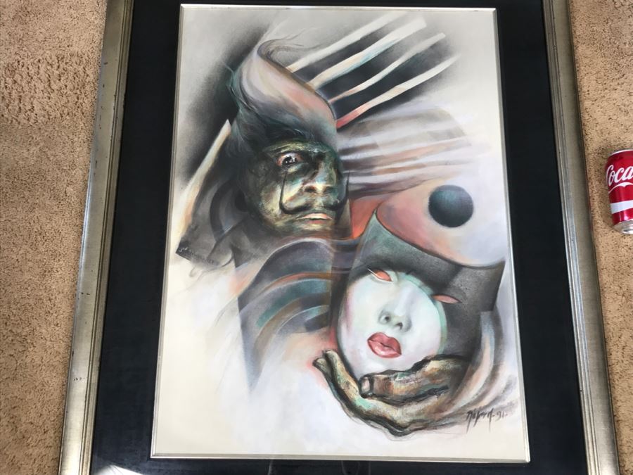 Framed Original Oil Painting By Miguel Najera Loera Titled 'Homage To Dali' 31' X 39' [Photo 12]