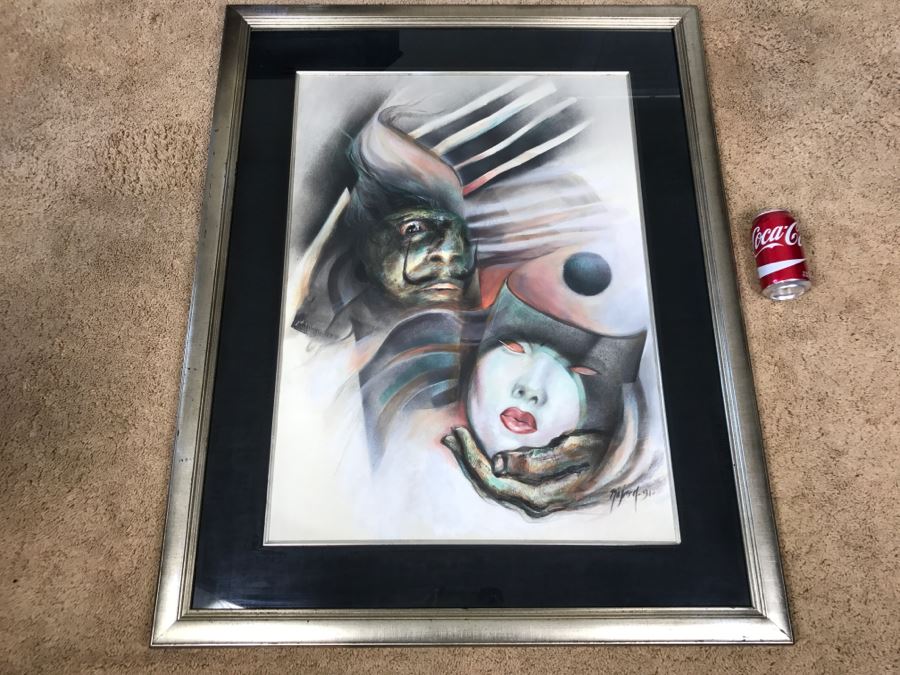 Framed Original Oil Painting By Miguel Najera Loera Titled 'Homage To Dali' 31' X 39'