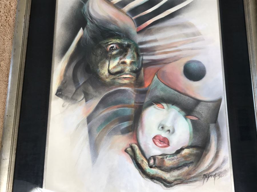 Framed Original Oil Painting By Miguel Najera Loera Titled 'Homage To Dali' 31' X 39' [Photo 2]