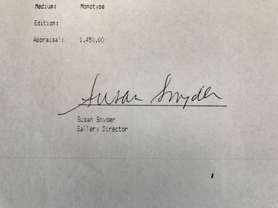 Amado Pena Monotype Signed Lower Middle Untitled-Eta #11 38' X 32' Estimate $1,500 [Photo 17]