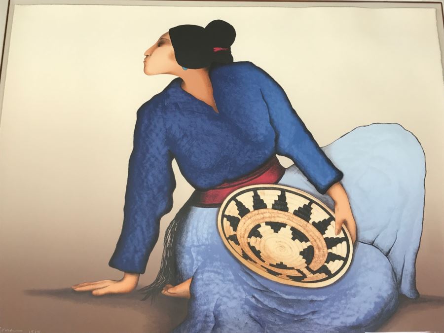 R.C. Gorman Limited Edition Lithograph Titled 'Woman With A Basket' 1984 Signed 31 Of 200 37' X 28' With COA Estimate $3,600 [Photo 3]