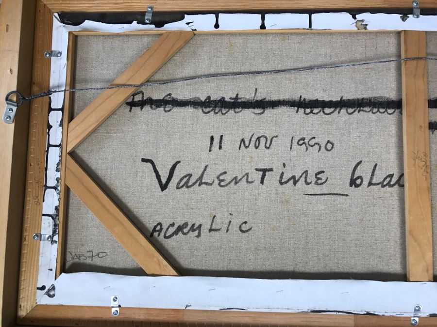 Carol Jablonsky Original Painting Titled 'Valentine Black Heart' 1991 48' X 23' Client Paid $8,800 [Photo 23]