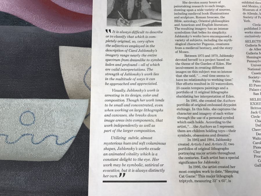 Carol Jablonsky Original Painting Titled 'Valentine Black Heart' 1991 48' X 23' Client Paid $8,800 [Photo 17]