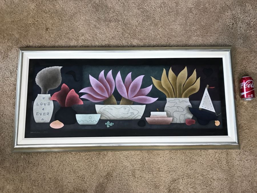 Carol Jablonsky Original Painting Titled 'Valentine Black Heart' 1991 48' X 23' Client Paid $8,800 [Photo 4]