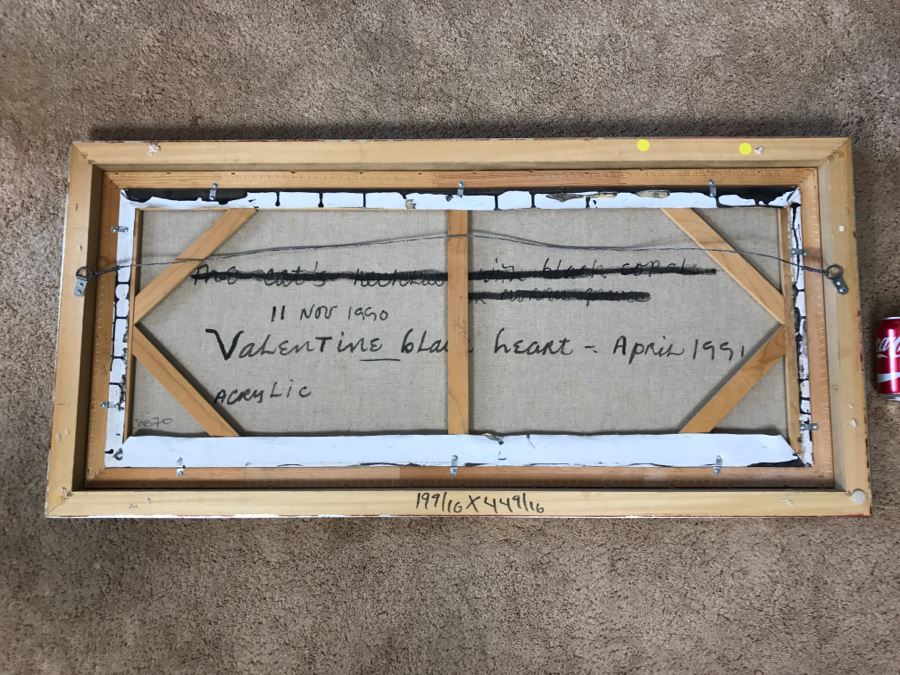 Carol Jablonsky Original Painting Titled 'Valentine Black Heart' 1991 48' X 23' Client Paid $8,800 [Photo 2]
