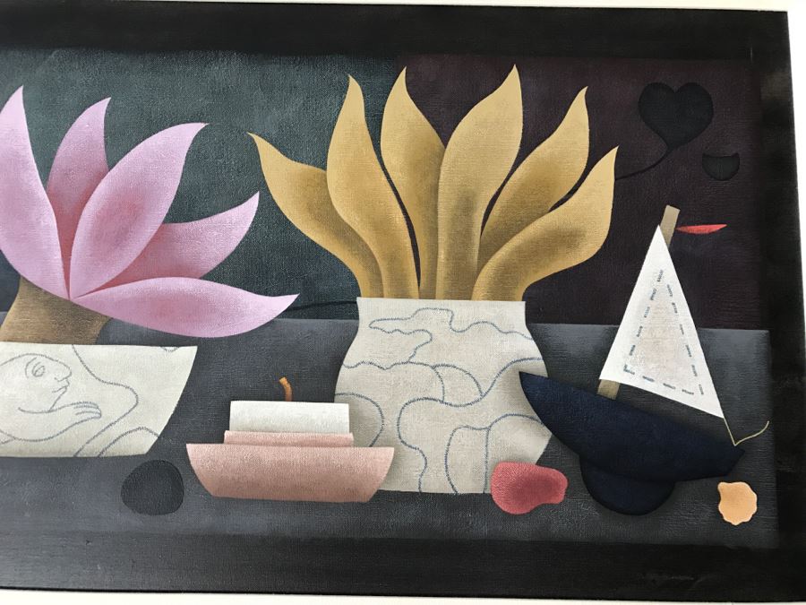 Carol Jablonsky Original Painting Titled 'Valentine Black Heart' 1991 48' X 23' Client Paid $8,800 [Photo 13]