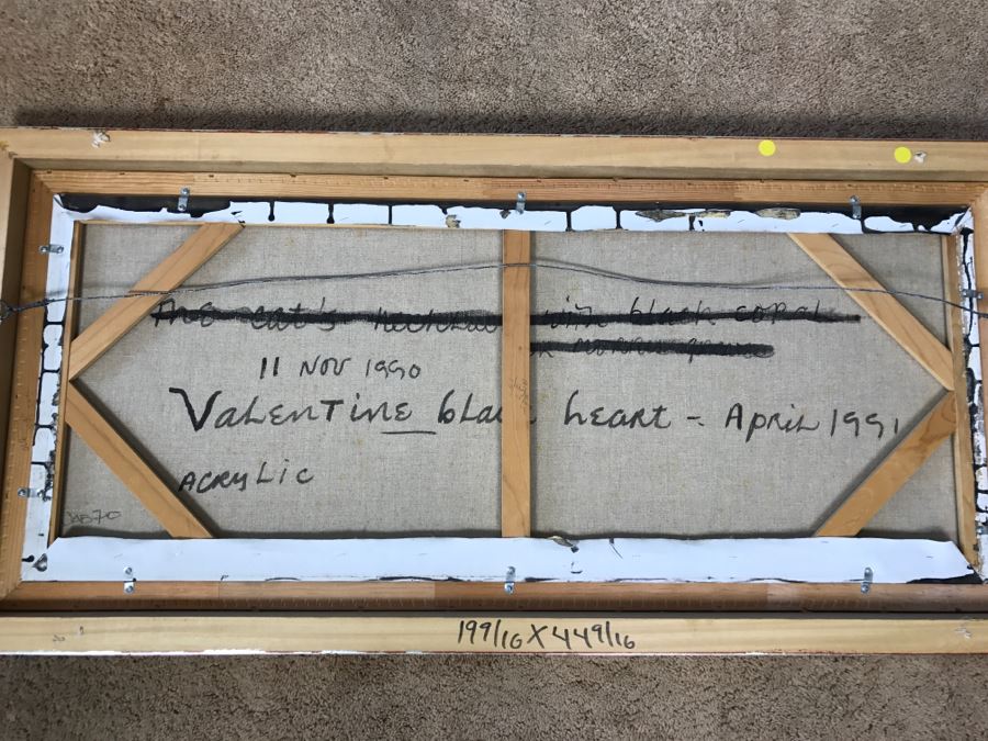 Carol Jablonsky Original Painting Titled 'Valentine Black Heart' 1991 48' X 23' Client Paid $8,800 [Photo 22]