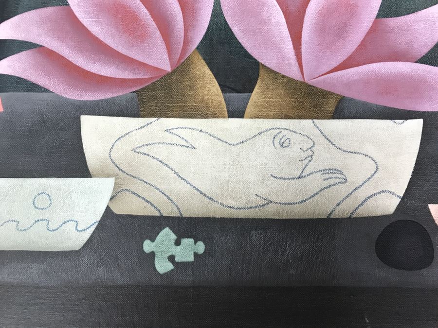 Carol Jablonsky Original Painting Titled 'Valentine Black Heart' 1991 48' X 23' Client Paid $8,800 [Photo 11]