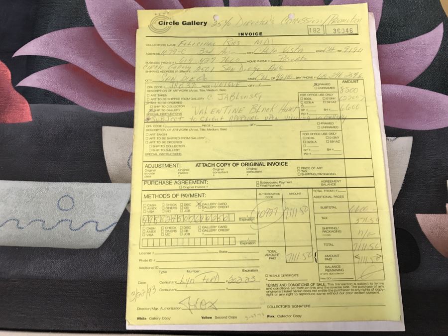 Carol Jablonsky Original Painting Titled 'Valentine Black Heart' 1991 48' X 23' Client Paid $8,800 [Photo 19]